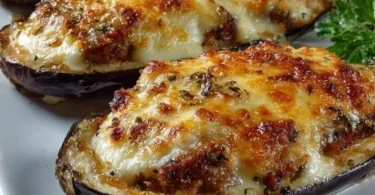 Melanzane ripiene cotte al forno con ripieno saporito di carne e formaggio