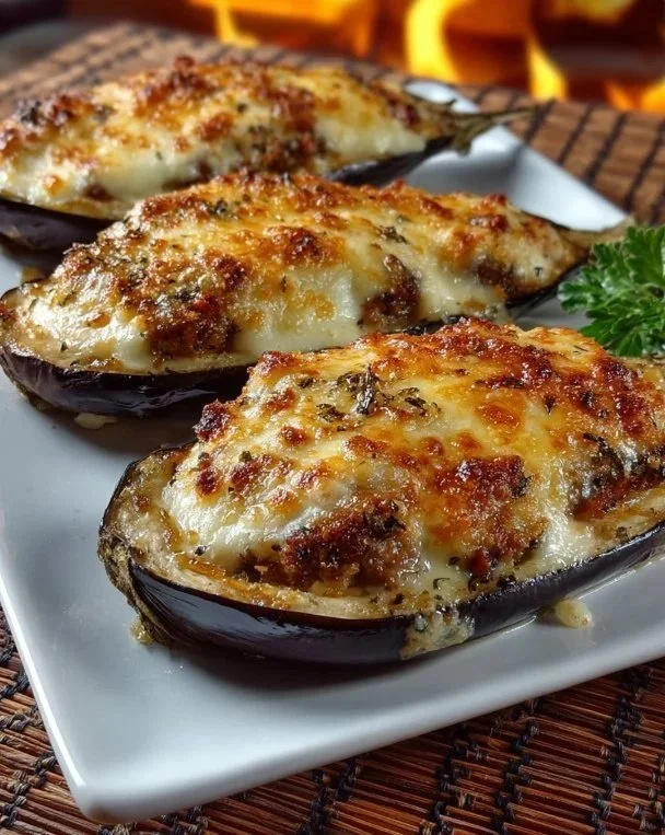 Melanzane ripiene cotte al forno con ripieno saporito di carne e formaggio