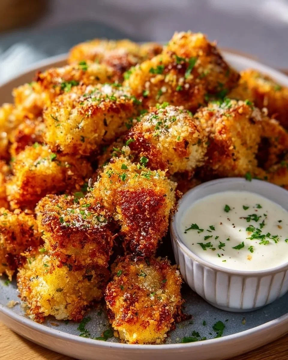 Bocconcini di pollo croccanti all'aglio e parmigiano preparati in friggitrice ad aria