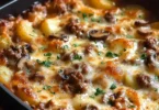 Casseruola di Manzo e Patate cotta lentamente in salsa ricca.