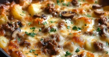 Casseruola di Manzo e Patate cotta lentamente in salsa ricca.
