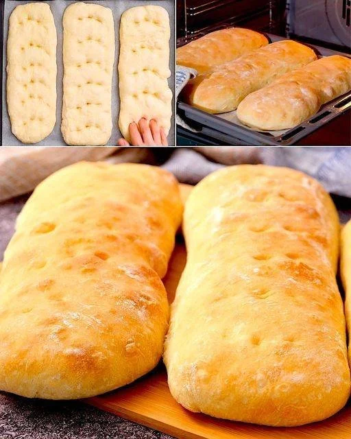Ciabatta fresca e croccante, tipico pane italiano, ideale per panini e bruschette.