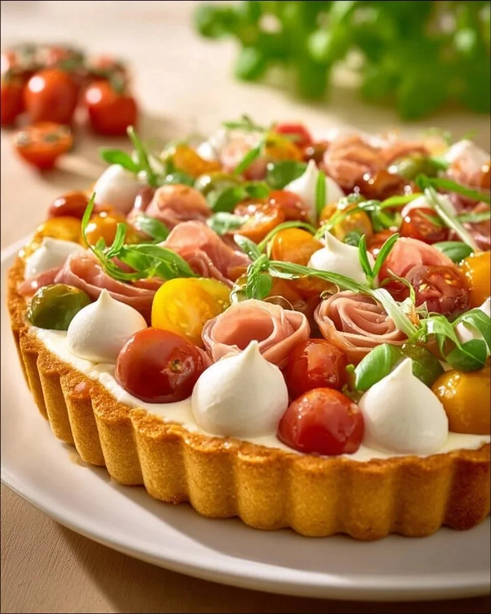 Crostata Salata con verdure e formaggio, piatto italiano gustoso.