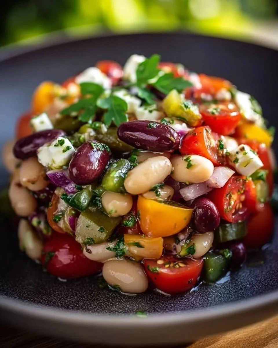 Insalata di Fagioli Mediterranea con ingredienti freschi