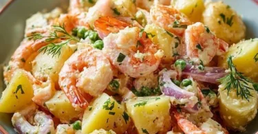 Insalata di patate con totani e gamberi fresca e gustosa