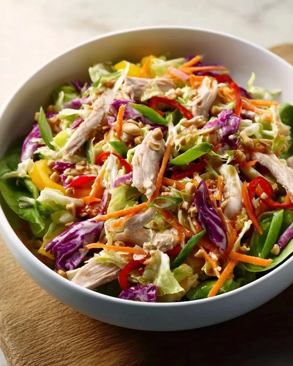 Insalata di pollo orientale Setosa con verdure fresche e condimento leggero.