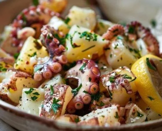 Insalata di Polpo con Patate servita su un piatto elegante