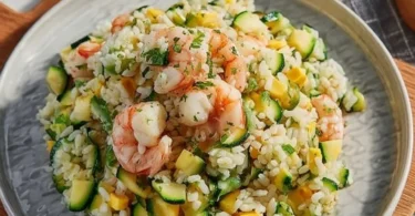 Insalata di Riso con Zucchine e Gamberi fresca e colorata