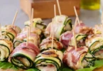 Involtini di zucchine grigliate ripiene di robiola e prosciutto cotto
