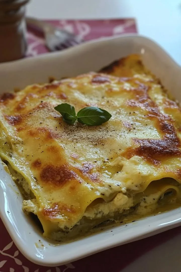 Lasagna di zucchine e prosciutto servita in piatto