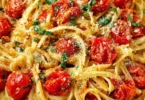 Piatto di Linguine Positano con ingredienti freschi e colorati
