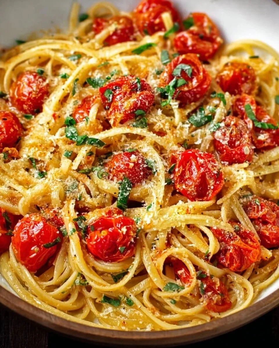 Piatto di Linguine Positano con ingredienti freschi e colorati