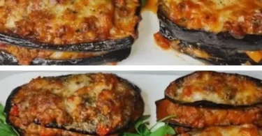 Melanzane ripiene al forno pronte per essere servite