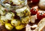 Mozzarella marinata con erbe aromatiche e condimenti freschi