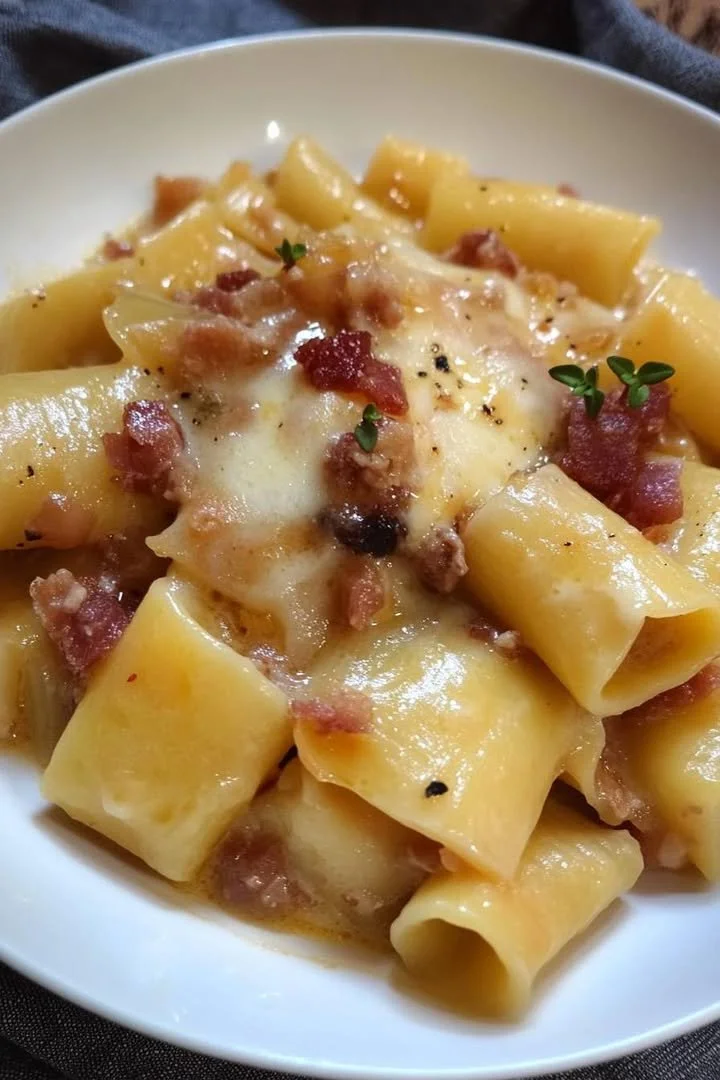 Paccheri con patate, pancetta e scamorza affumicata: un piatto delizioso