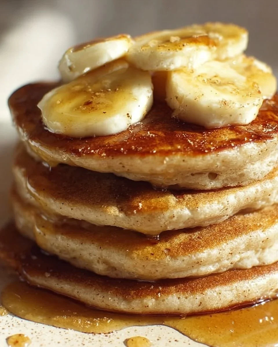 Pancake alla banana senza uova su un piatto