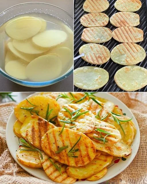 Patate grigliate servite con erbe e spezie aromatiche