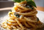 Piatto di Pici Alletrusca con salsa di pomodoro e basilico fresco