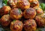 Polpette di Melanzane dorate e appetitose pronte per essere servite