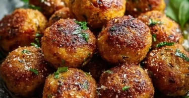 Polpette di Melanzane dorate e appetitose pronte per essere servite