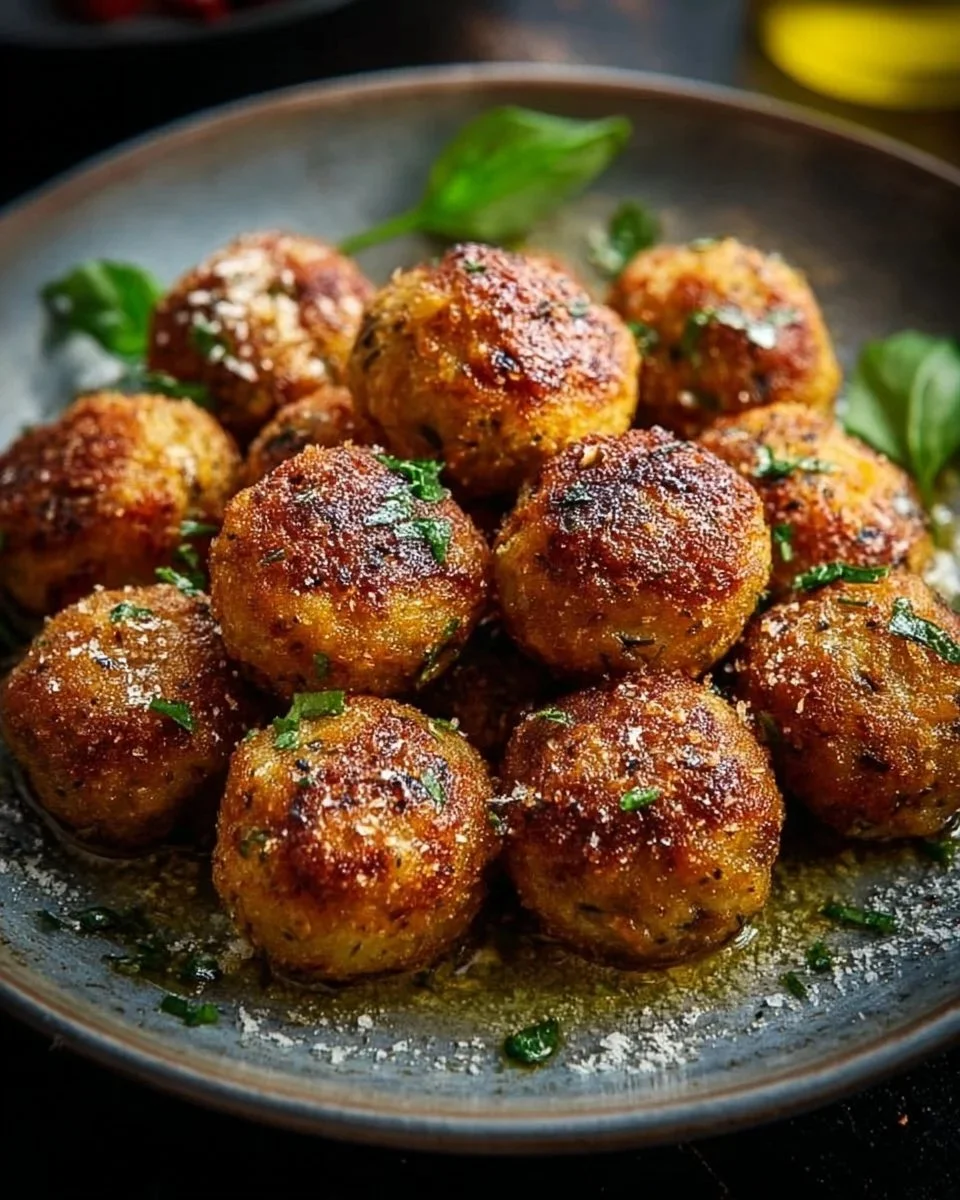 Polpette di Melanzane dorate e appetitose pronte per essere servite