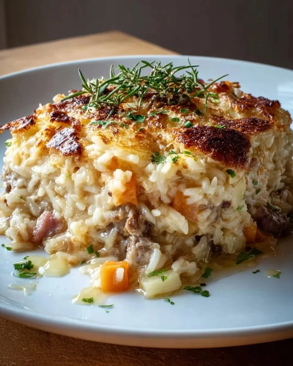 Piatto di Riso Al Forno Alla Gonzaga, ricco e appetitoso.