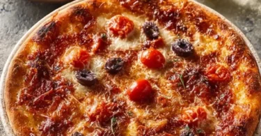 Sfincione Palermitano tradizionale con pomodori e formaggio