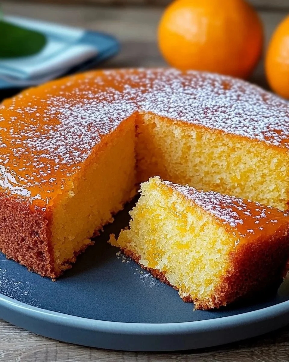 Torta all'arancia senza uova e senza latte, dolce leggero e profumato.