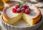 Fetta di torta allo yogurt su un piatto decorato
