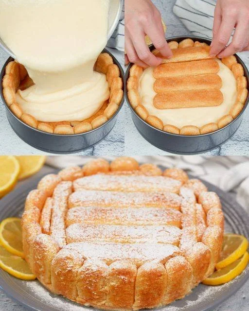 Torta di Limone con Savoiardi decorata con fettine di limone