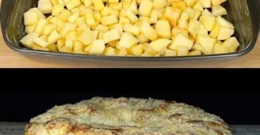 Fetta di Torta di Mele con mele fresche e cannella su piatto