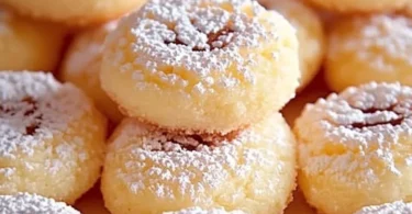 Biscotti di Neve, dolcetti italiani con zucchero a velo, ideali per il tè.