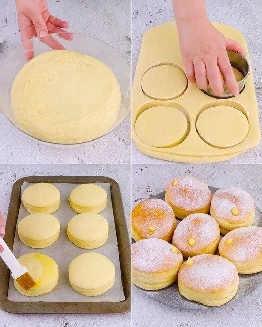 Bomboloni artigianali ripieni di crema e zucchero a velo