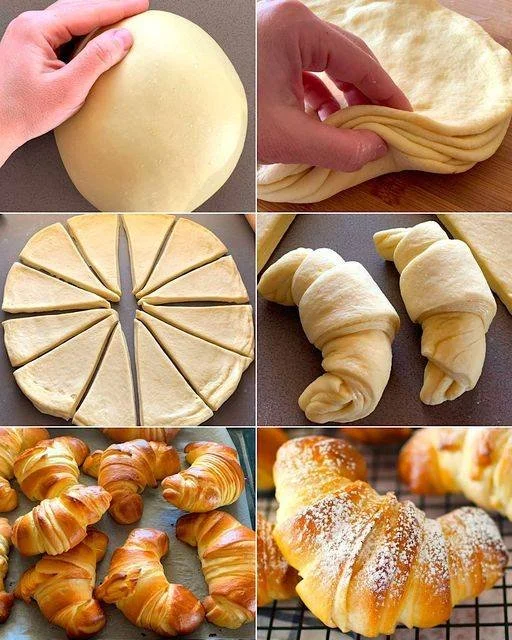 Cornetti freschi appena sfornati serviti con marmellata.