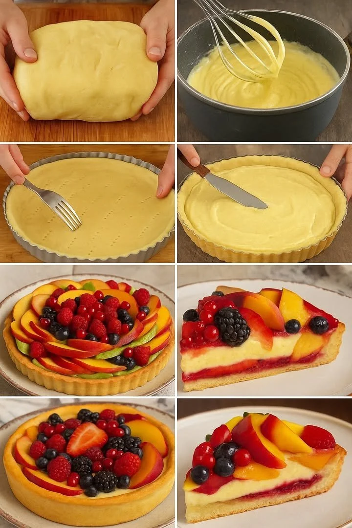 Crostata di Frutta con frutta fresca su una base di pasta frolla