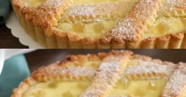 Crostata di ricotta e limone, dolce italiano con ripieno cremoso.