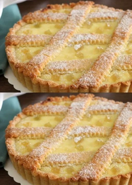 Crostata di ricotta e limone, dolce italiano con ripieno cremoso.