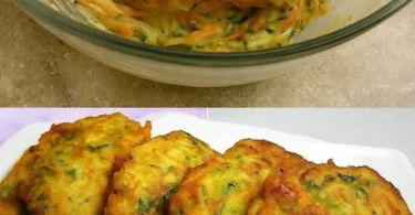 Frittelle di zucchine e carote dorate su un piatto