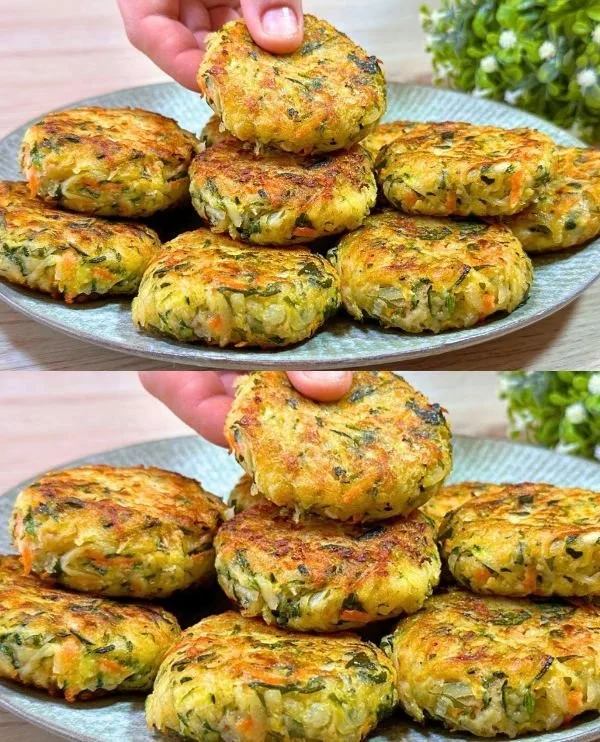 Frittelle di Zucchine e Patate dorate e croccanti, pronte da gustare.