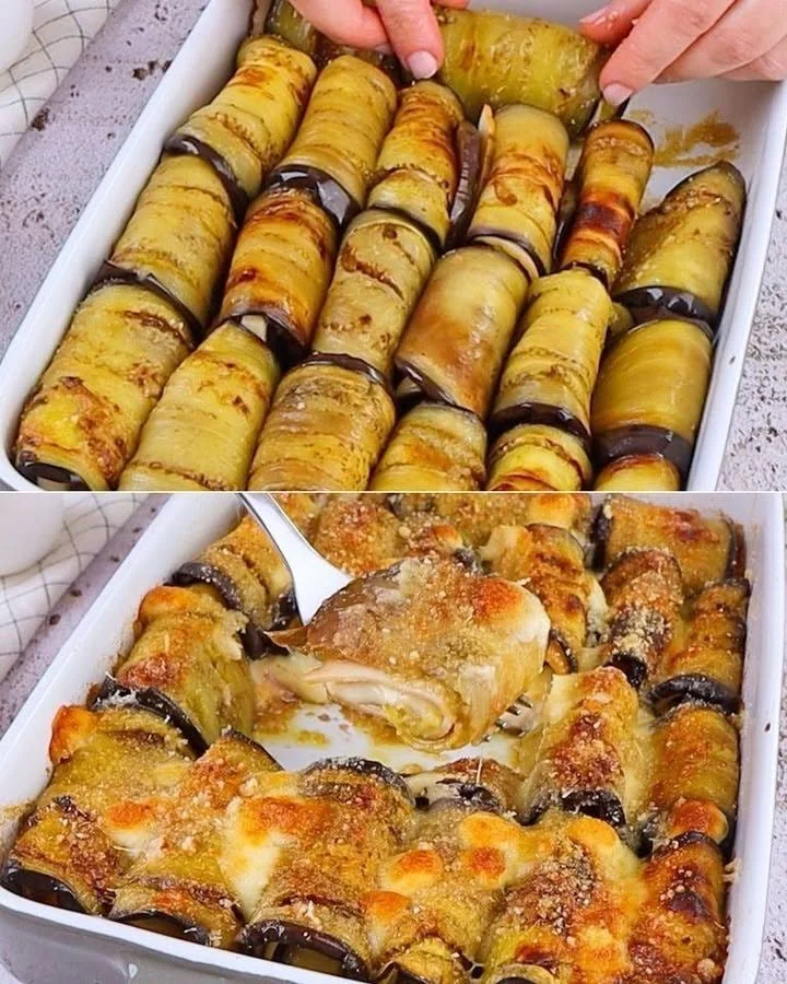 Involtini di Melanzane con Pollo e Parmigiano su un piatto