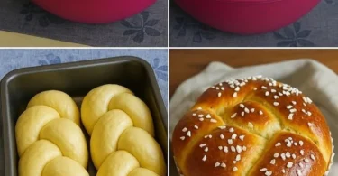 Pan Brioche Dolce appena sfornato con una texture soffice e dorata.