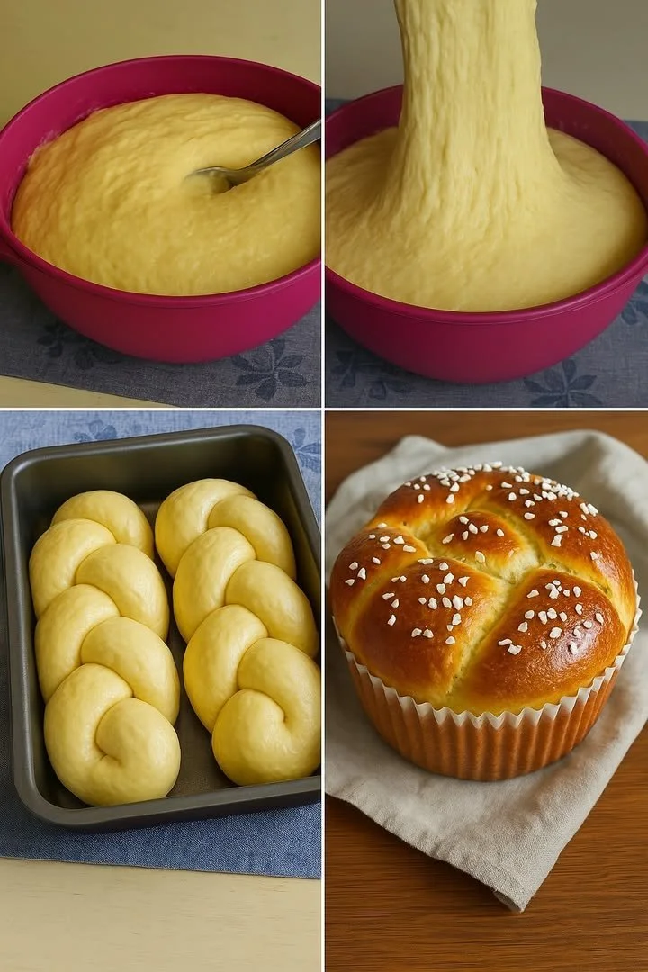 Pan Brioche Dolce appena sfornato con una texture soffice e dorata.