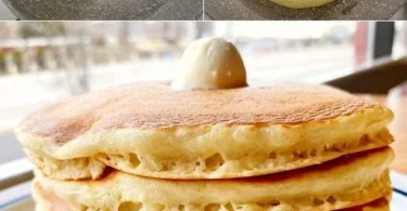 Deliziosi pancake soffici serviti con sciroppo d'acero e frutta fresca.