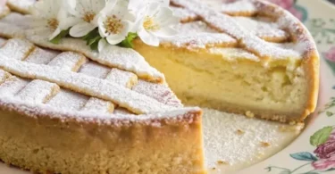 Fetta di Pastiera Napoletana Classica su un piatto decorato.