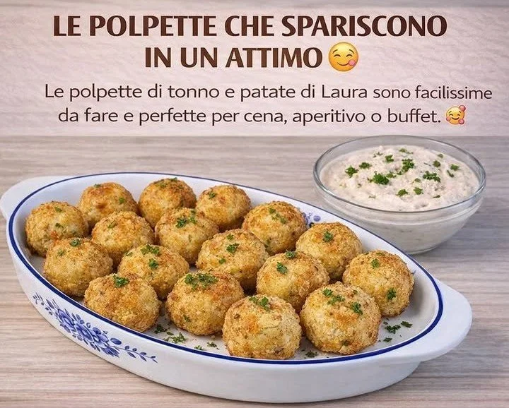 Polpette di Tonno e Patate cucinate e pronte da servire in un piatto