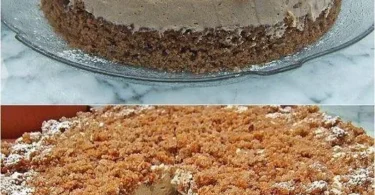 Fetta di torta al caffè e noci su un piatto decorativo