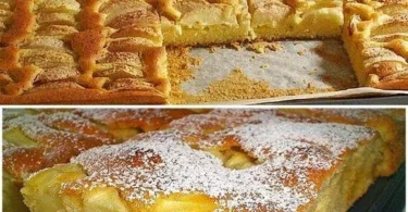 Fetta di Torta di Mele appena sfornata con mele fresche
