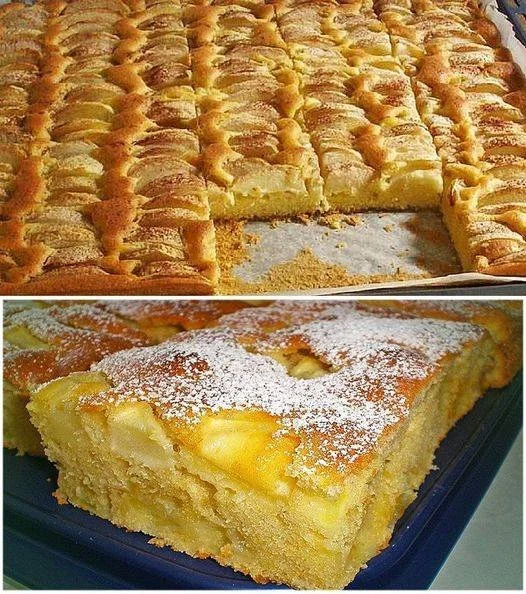 Fetta di Torta di Mele appena sfornata con mele fresche