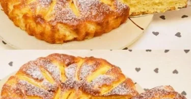 Torta di mele senza burro decorata con fette di mela