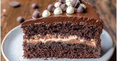 Fetta di Torta e Mascarpone con cioccolato e fragole fresche